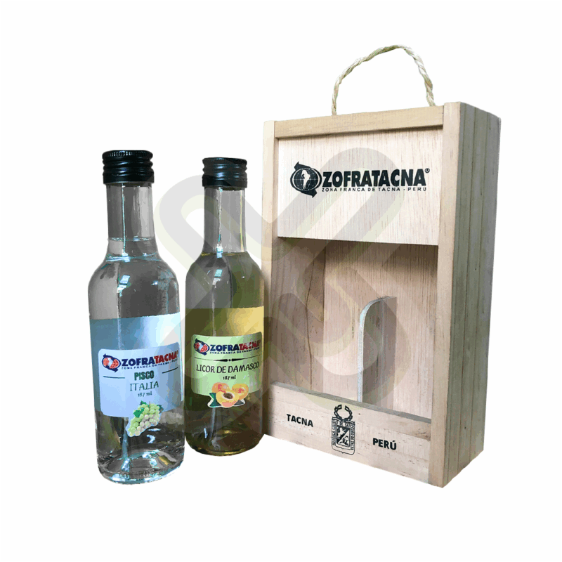 CAJA DE MADERA PERSONALIZADA CON 2 BOTELLAS DE LICOR - Image 2
