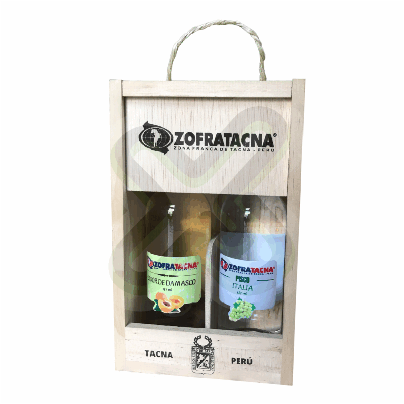 CAJA DE MADERA PERSONALIZADA CON 2 BOTELLAS DE LICOR - Image 3