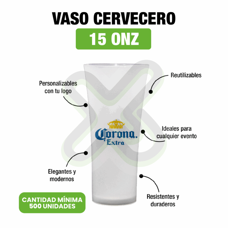VASO KERO CERVECERO 15 ONZ CON LOGO PUBLICITARIO