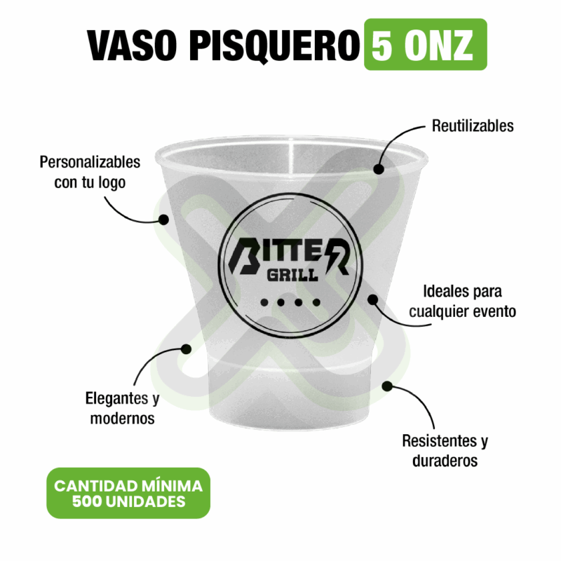 VASO PISQUERO 5 ONZ CON LOGO PUBLICITARIO
