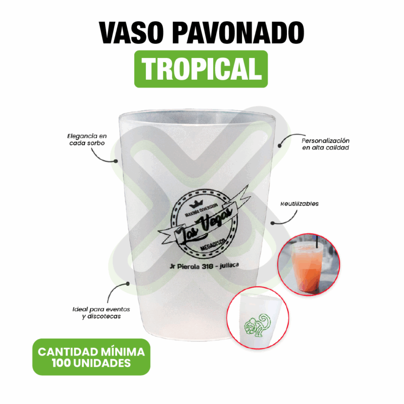 VASO TROPICAL 12onz CON LOGO PUBLICITARIO