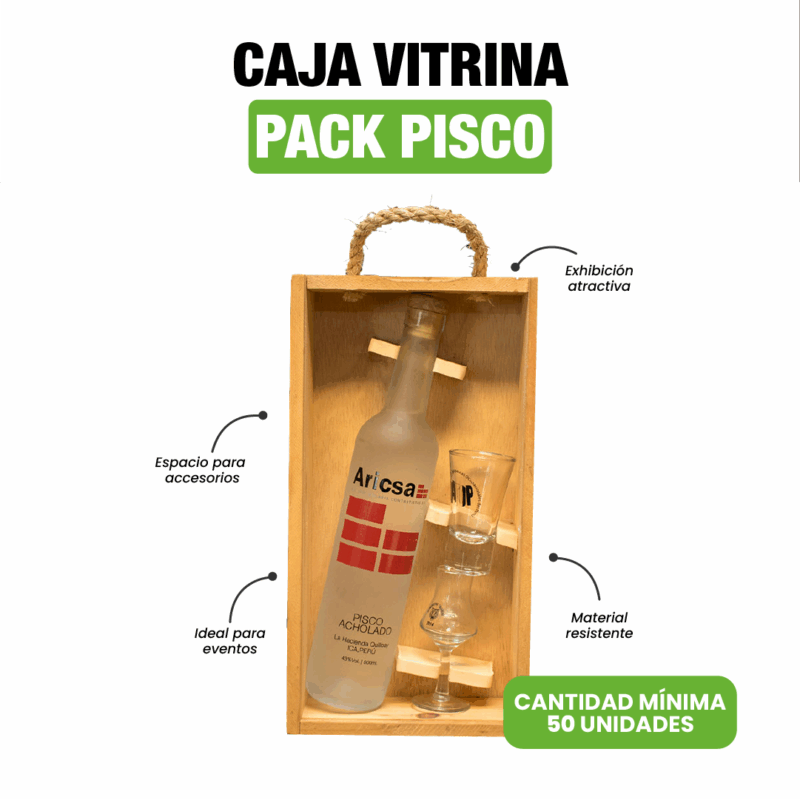 CAJA VITRINA PACK PISCO