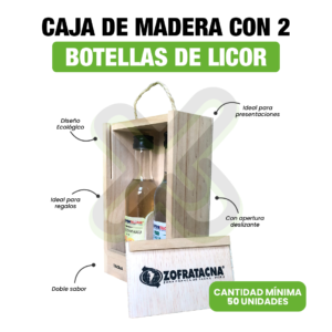 Caja De Madera Personalizada Con 2 Botellas De Licor personalizado para empresas