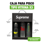 Caja Para Pisco Tipo Vitrina 3 Botellas personalizado para empresas