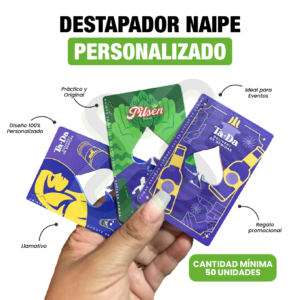 Llavero Destapador Naipemetalico Zamak personalizado para empresas