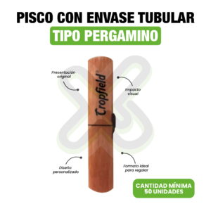 Pisco Con Envase Tubular Tipo Pergamino personalizado para empresas
