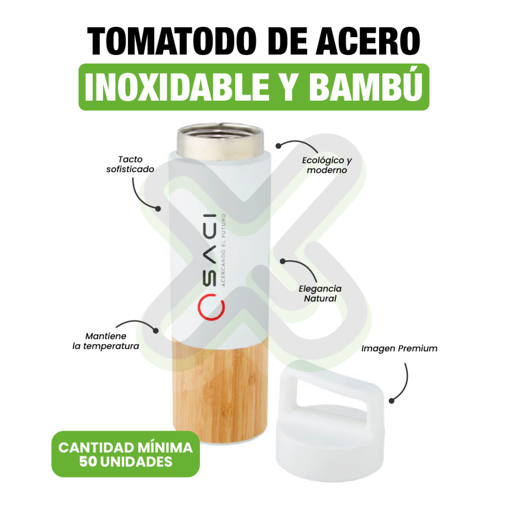Tomatodo De Acero Inoxidable Y Bamboo personalizado para empresas
