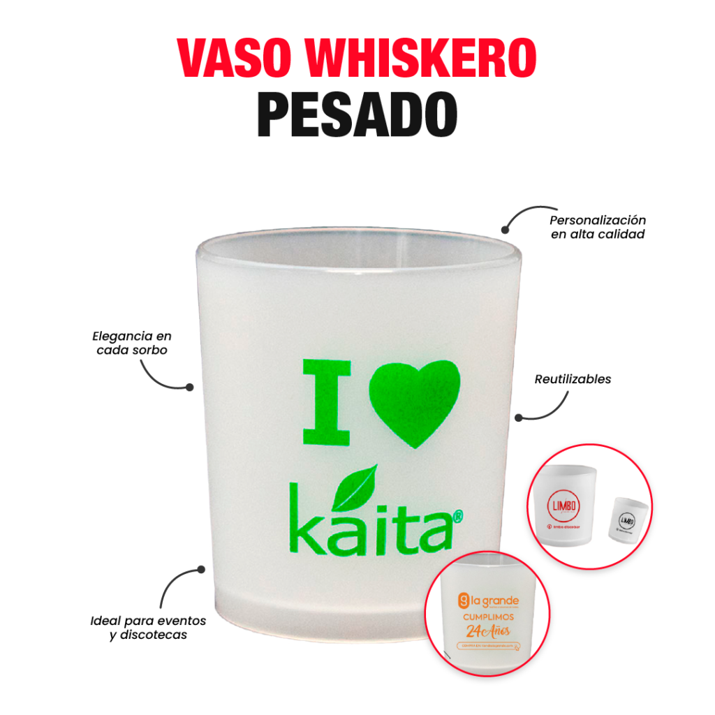 Vaso Whiskero Pesado personalizado para empresas