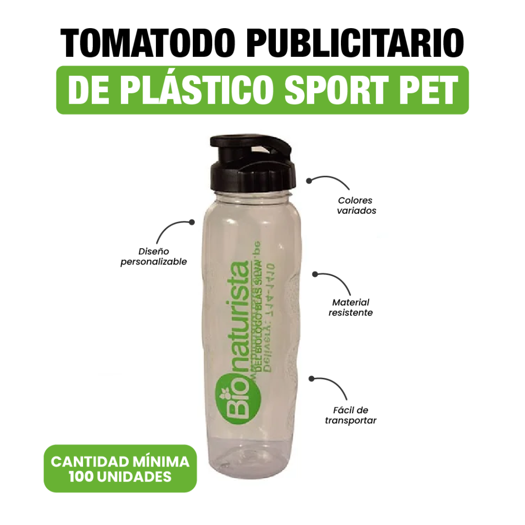 Tomatodo Publicitario Plastico Sport Pet personalizado para empresas